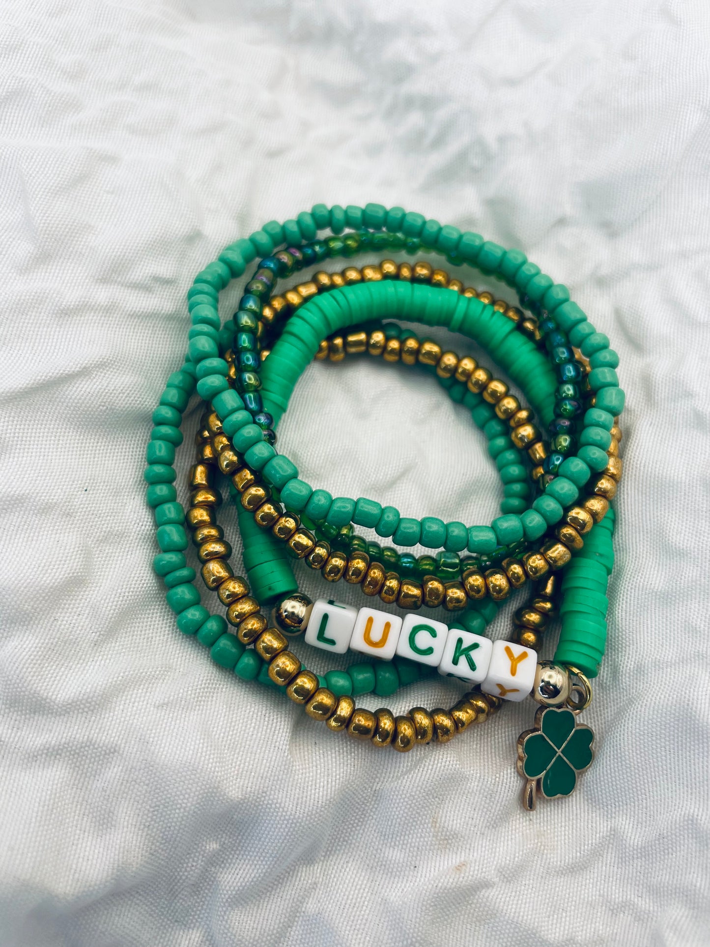 St. Patrick’s Day Bracelets green Stacked bracelet set