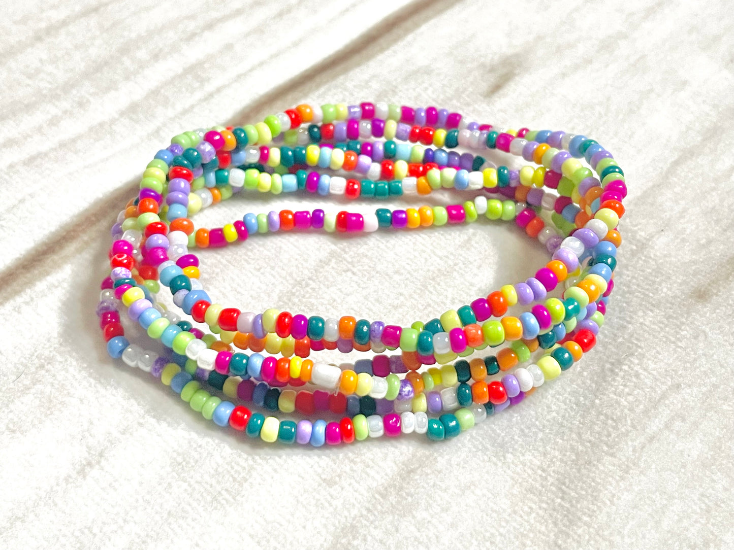 Rainbow colorful seed bead stacked bracelets