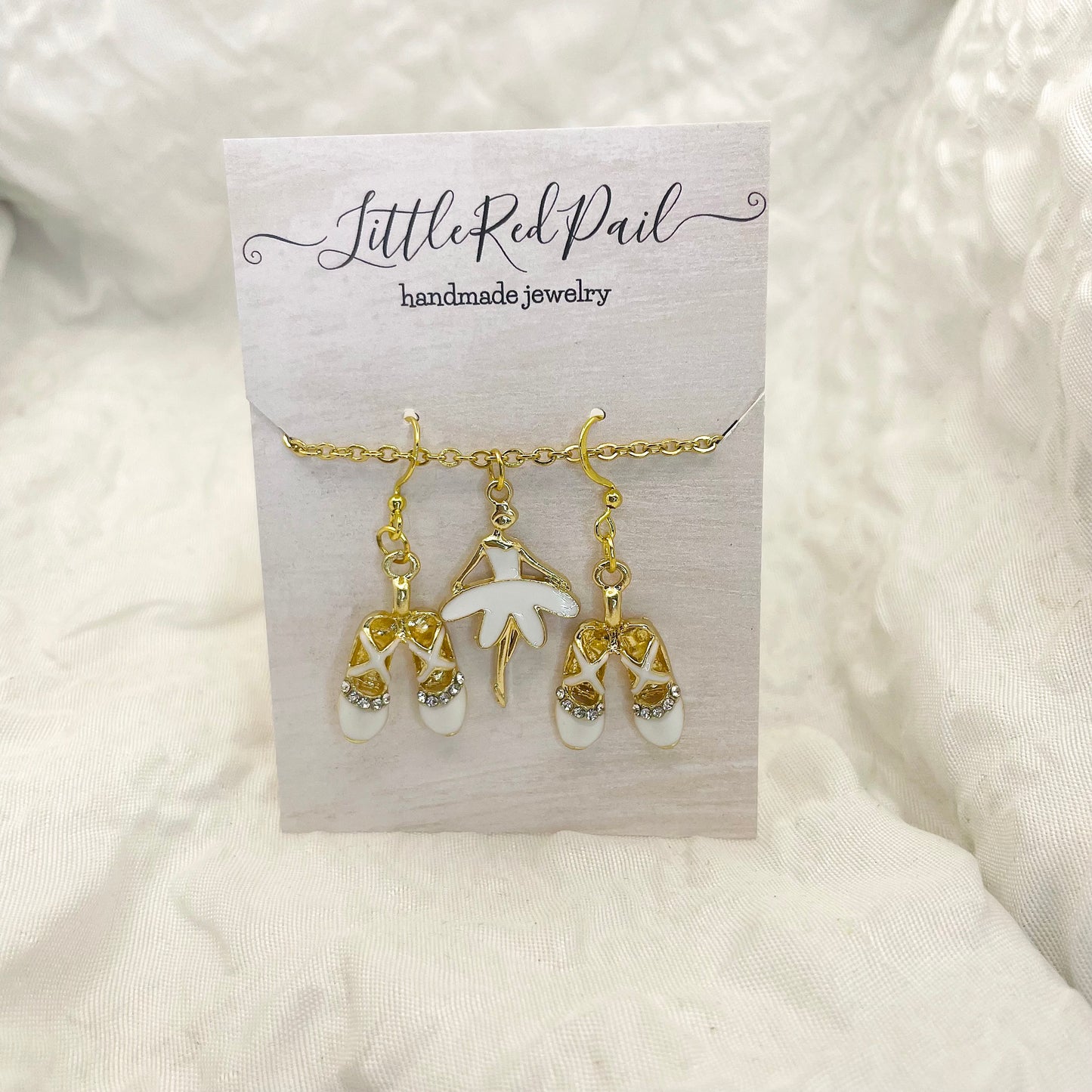 Ballerina earrings, ballerina necklace, ballerina earring and necklace set, ballet gift, recital gift