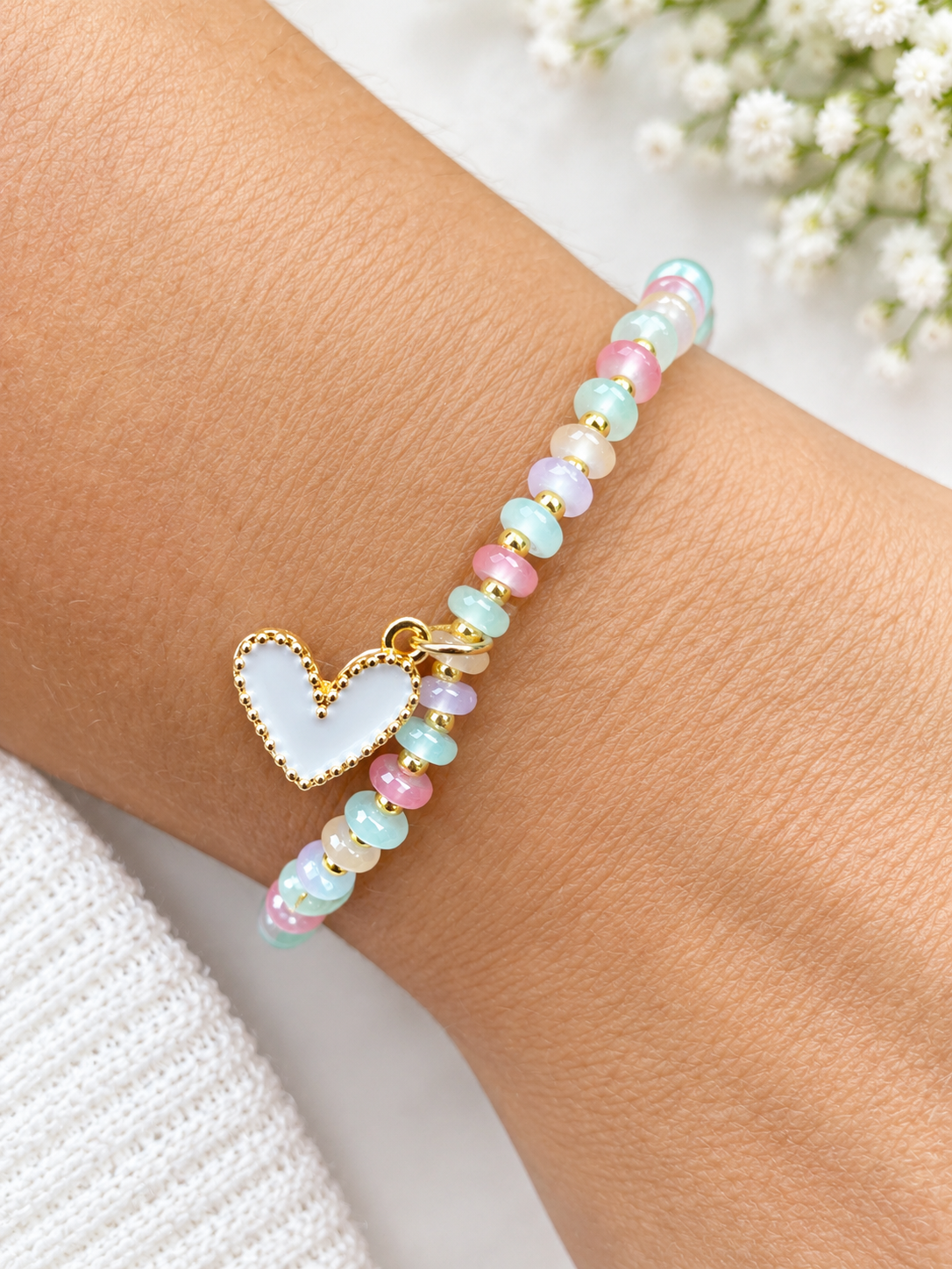 Summer Bracelet, pastel abacus gemstone bracelet