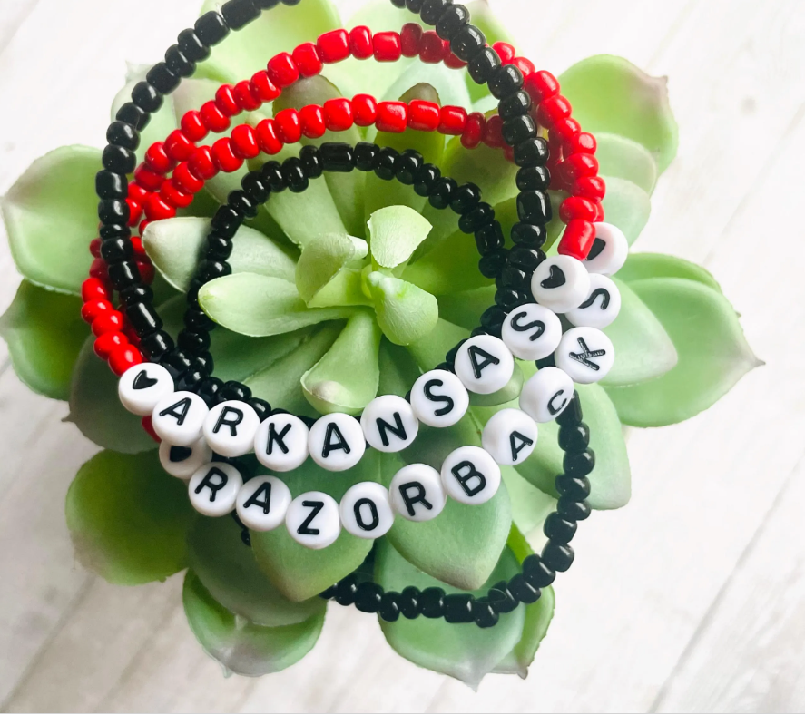 Arkansas Razorbacks bracelet set, Razorback Fans set