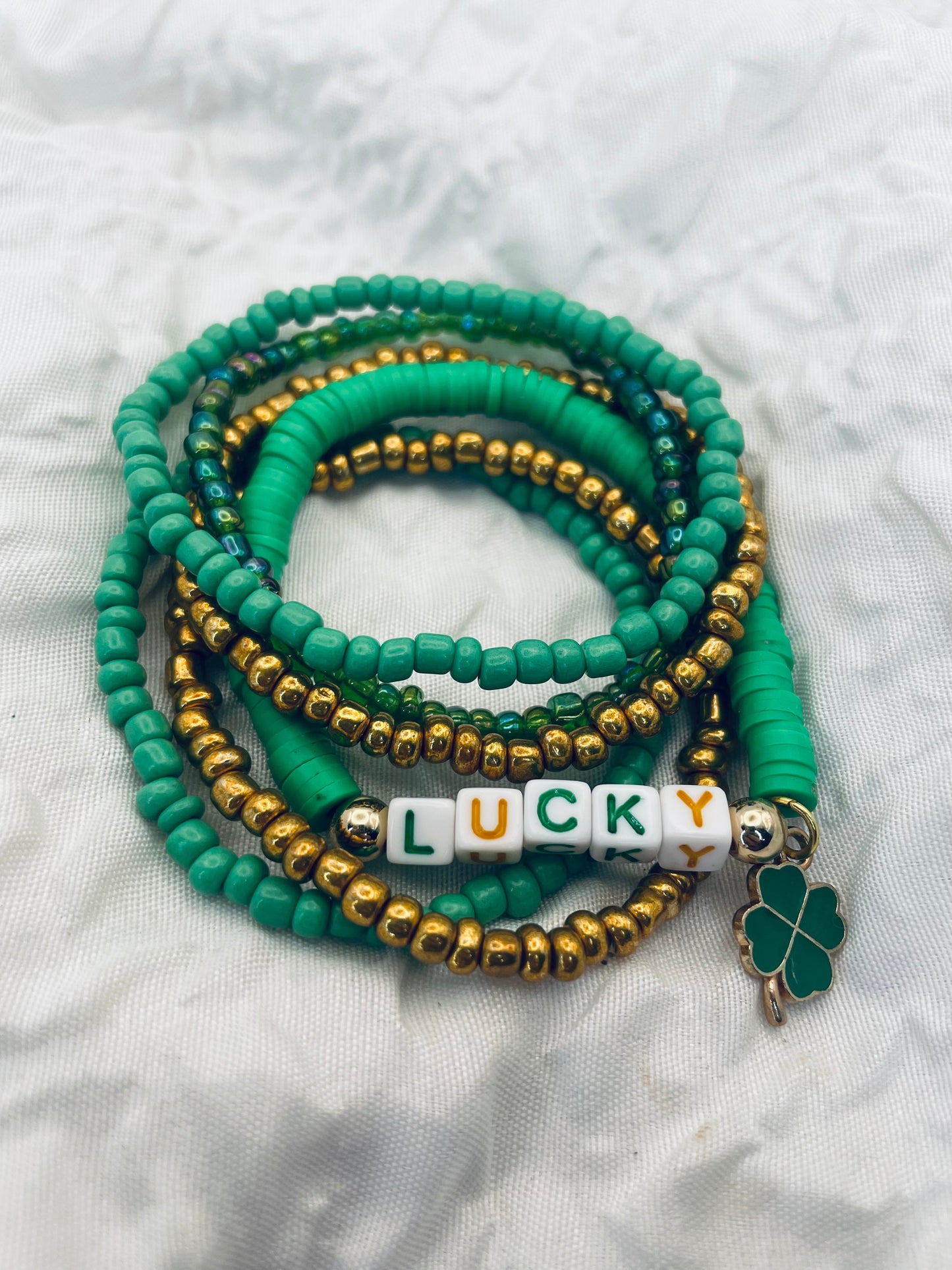 St. Patrick’s Day Bracelets green Stacked bracelet set