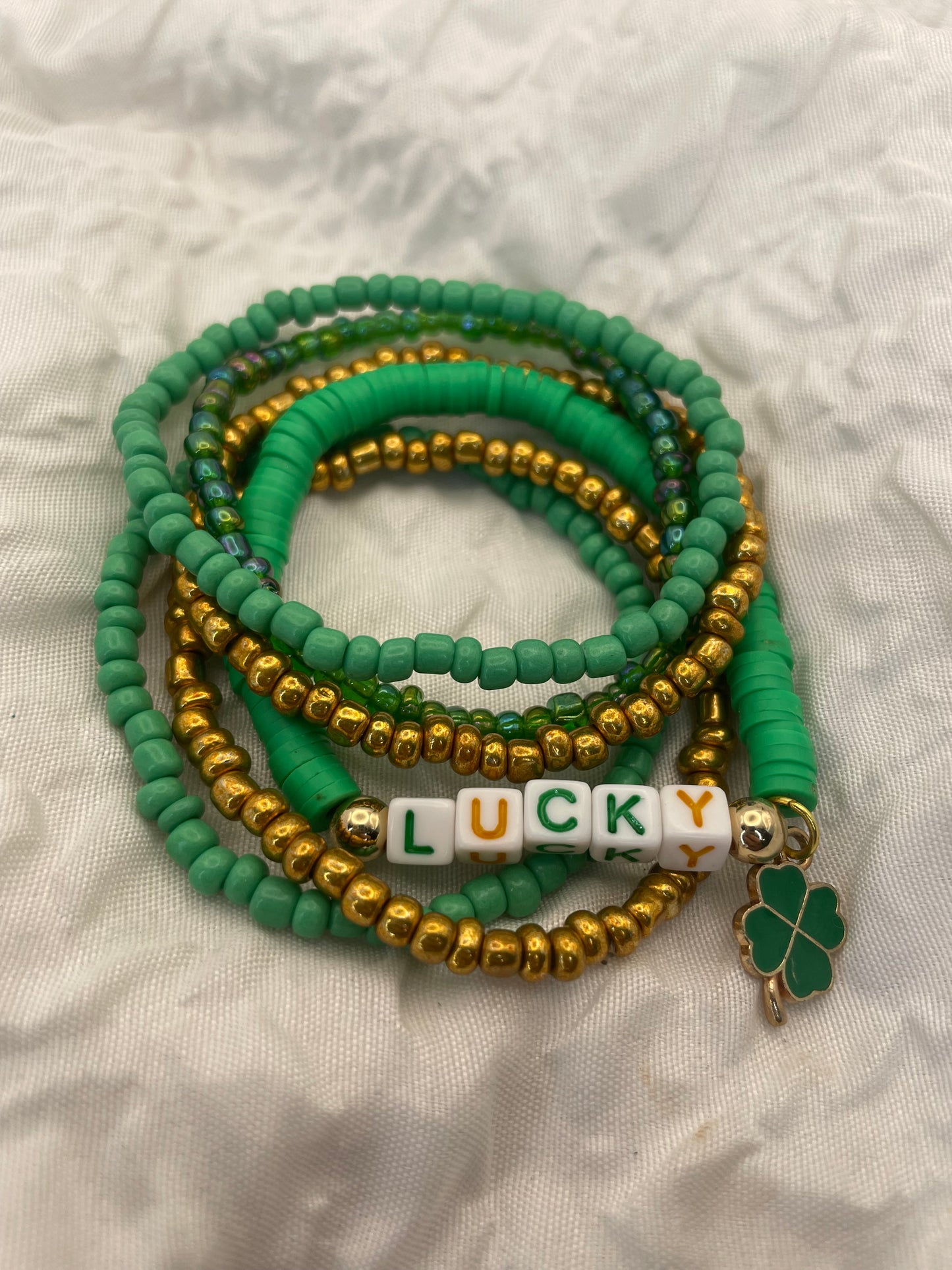 St. Patrick’s Day Bracelets green Stacked bracelet set