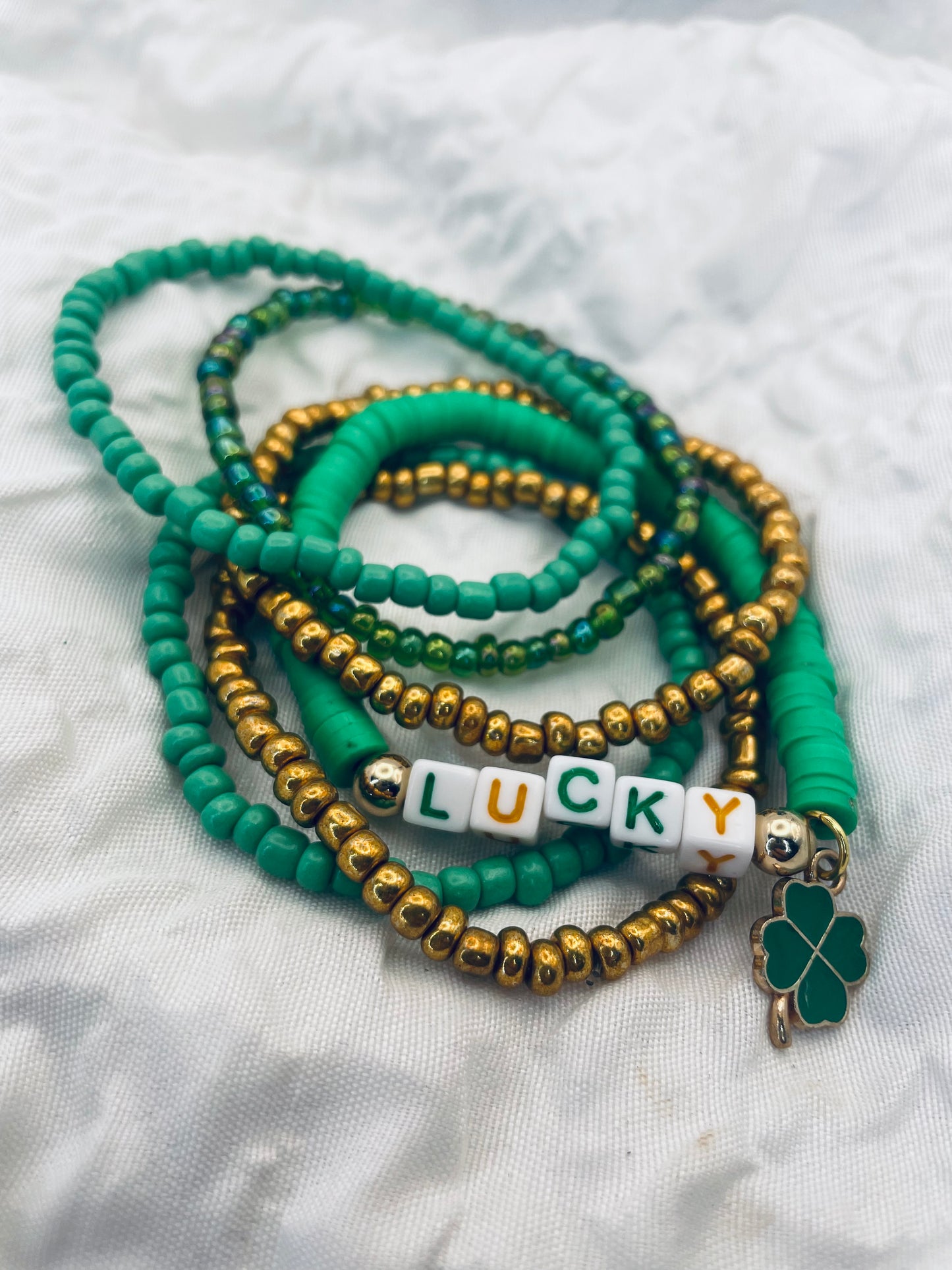 St. Patrick’s Day Bracelets green Stacked bracelet set