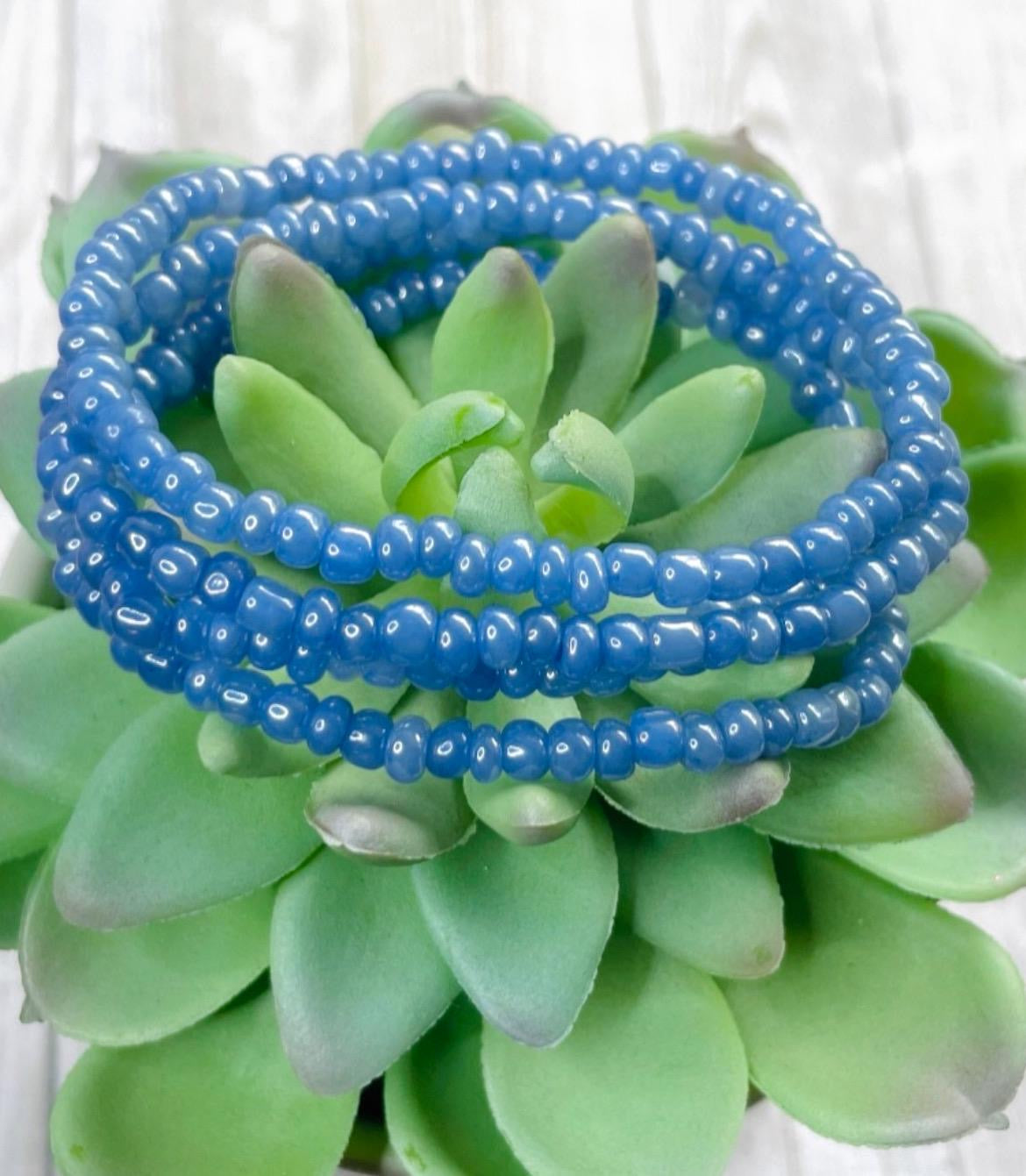 periwinkle blue shade stacked bracelets