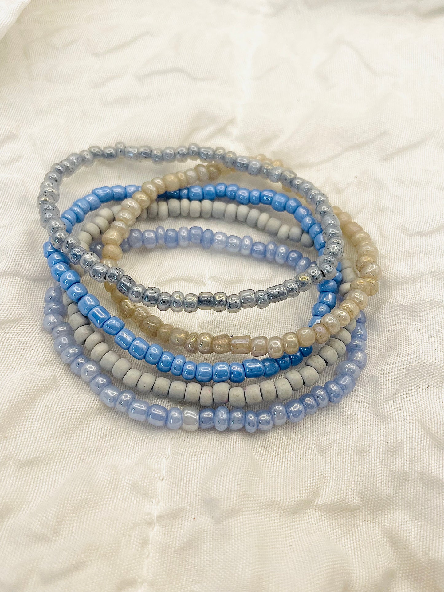 Stacked bracelet set, gray-blue bracelet stack