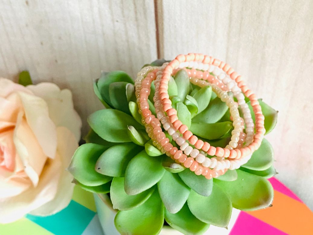 Blush pink bracelets, cream and blush bracelets