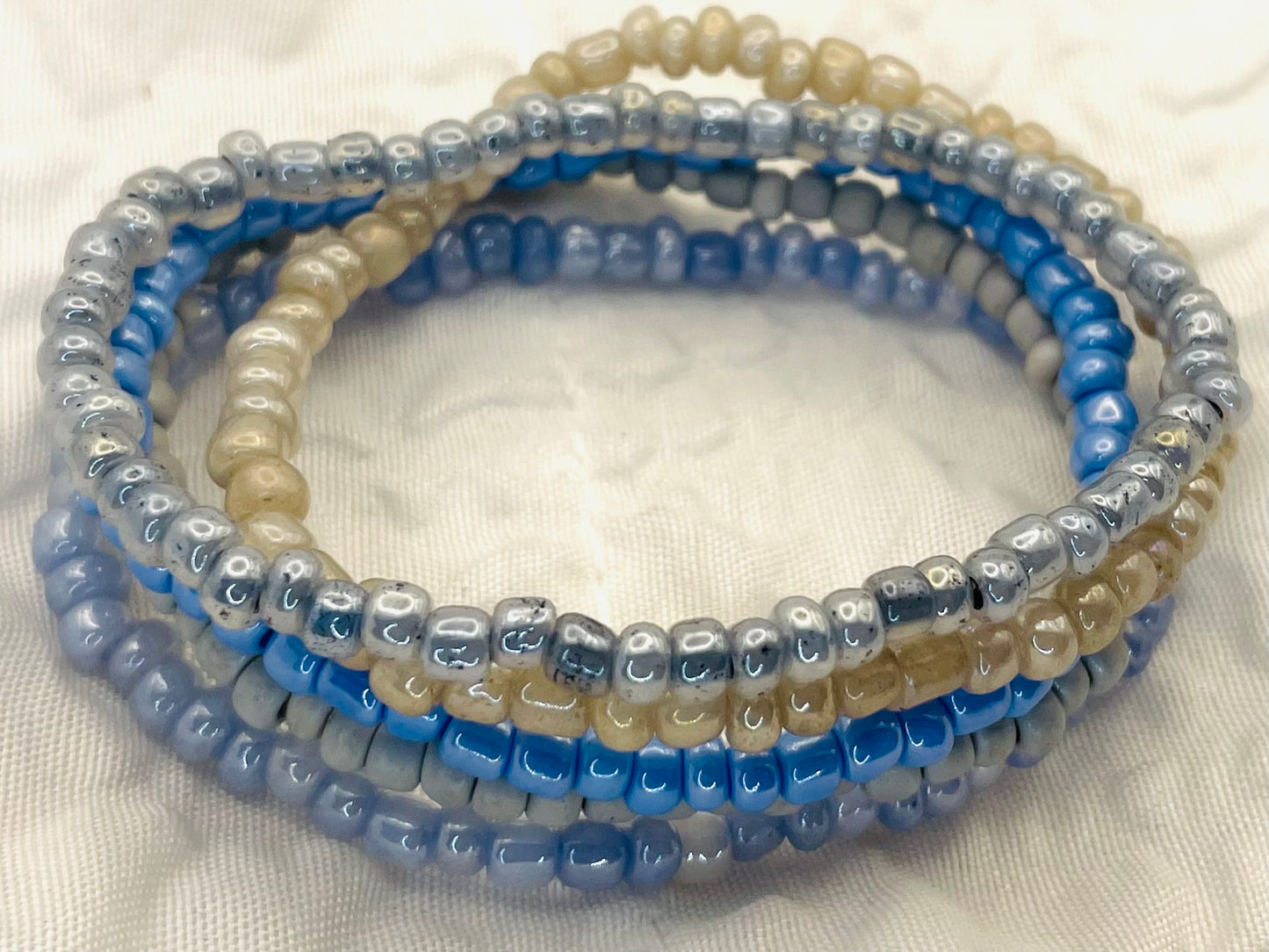 Stacked bracelet set, gray-blue bracelet stack