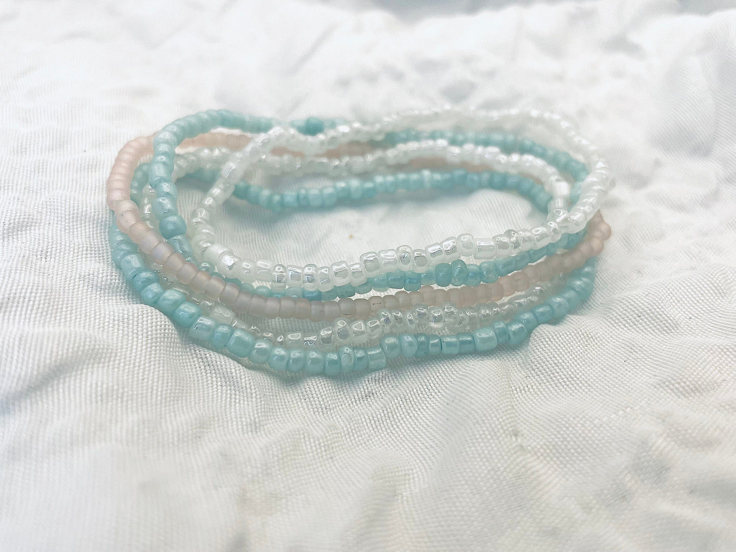 Pastel Beach bracelets, summer bracelets, pink and blue bracelets