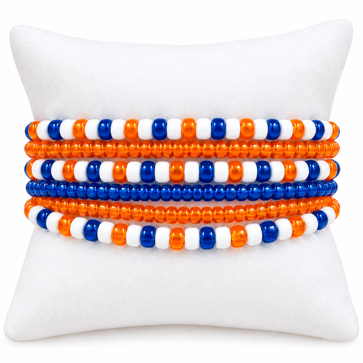 Orange and blue Game Day bracelet set, fan bracelets