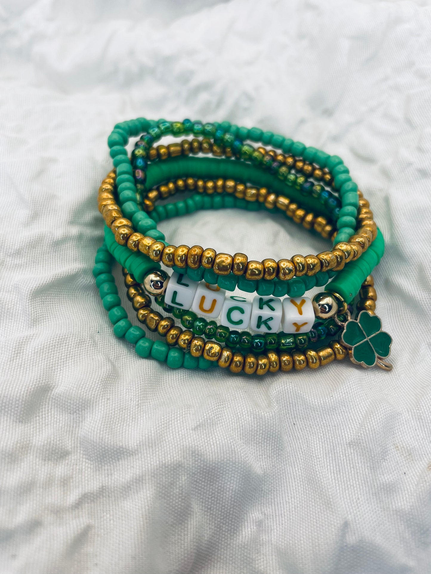 St. Patrick’s Day Bracelets green Stacked bracelet set