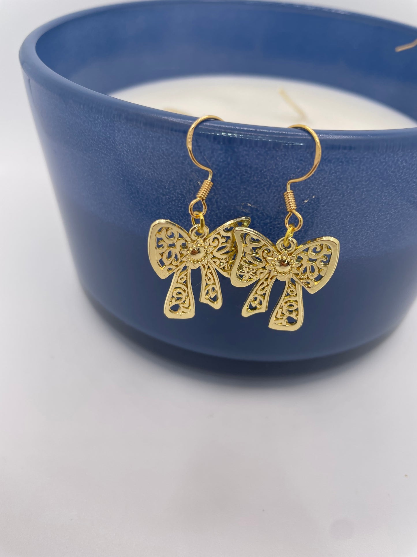 Bow earrings, gold bow jewelry