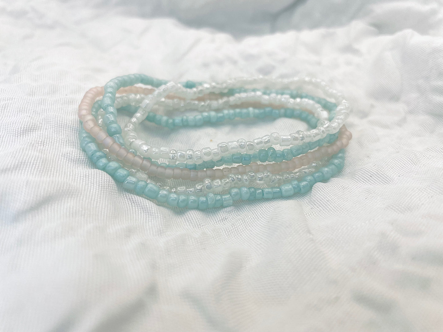 Pastel Beach bracelets, summer bracelets, pink and blue bracelets