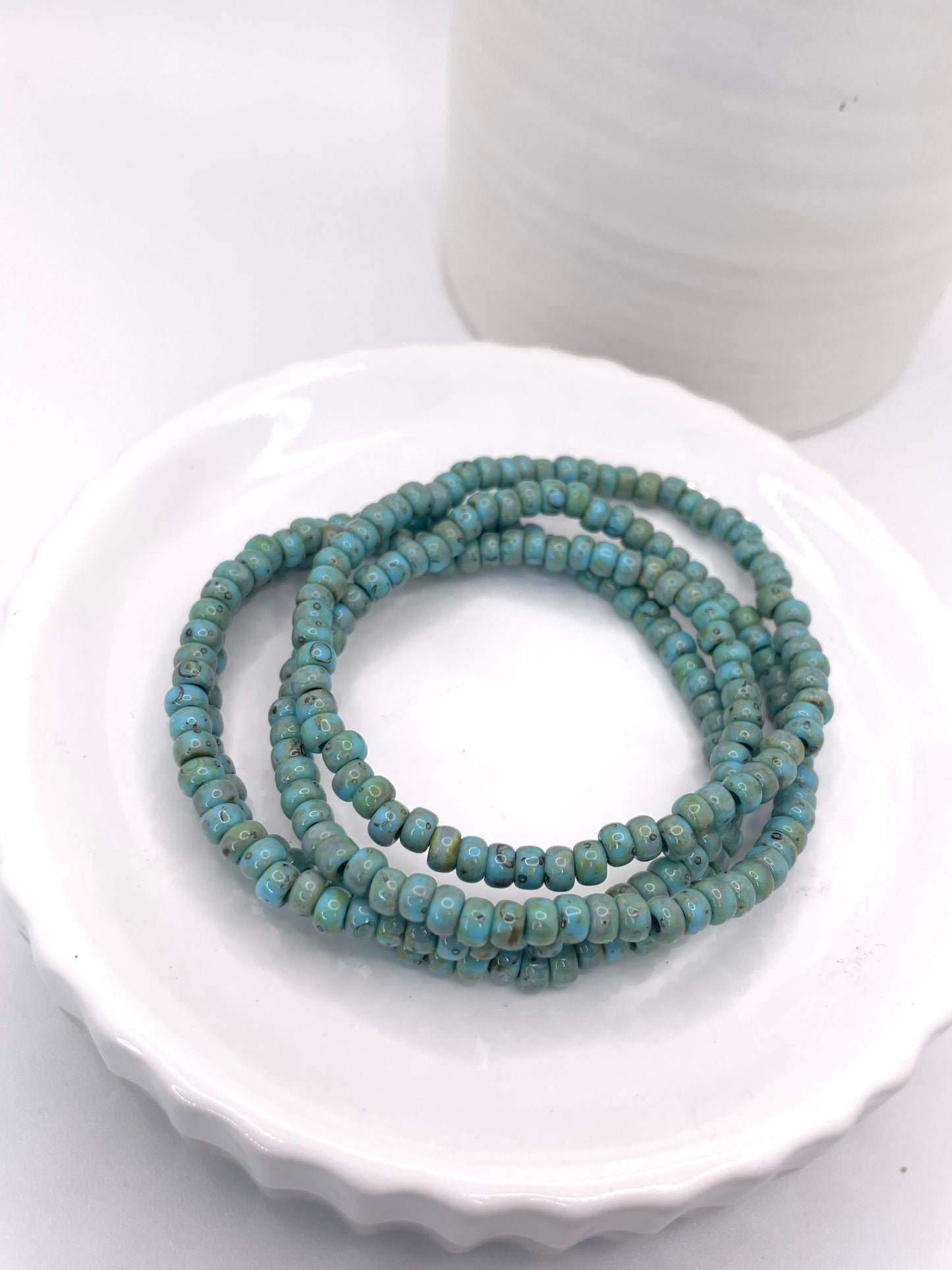 Turquoise Picasso seed bead bracelets
