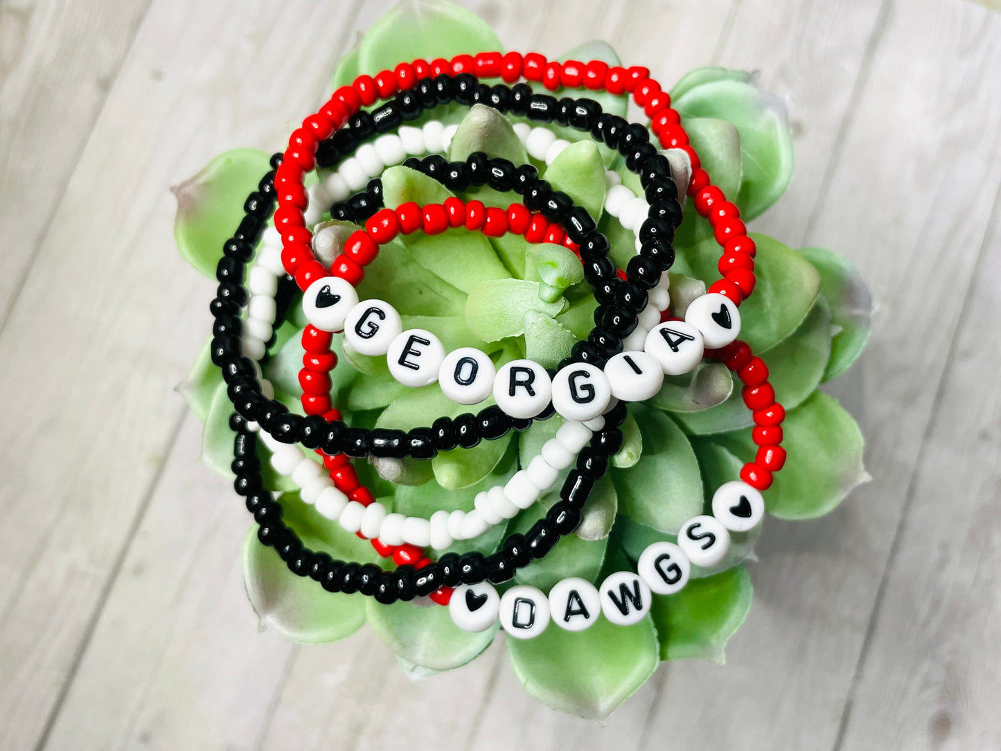 Georgia Bulldogs bracelets, Georgia bracelet set, Dawgs gift set