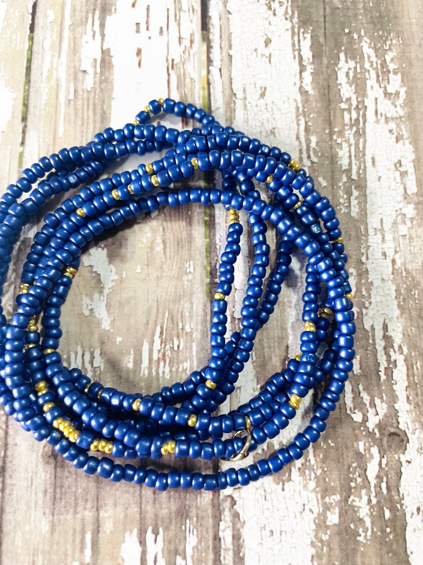 Indigo blue Beaded bracelet stack