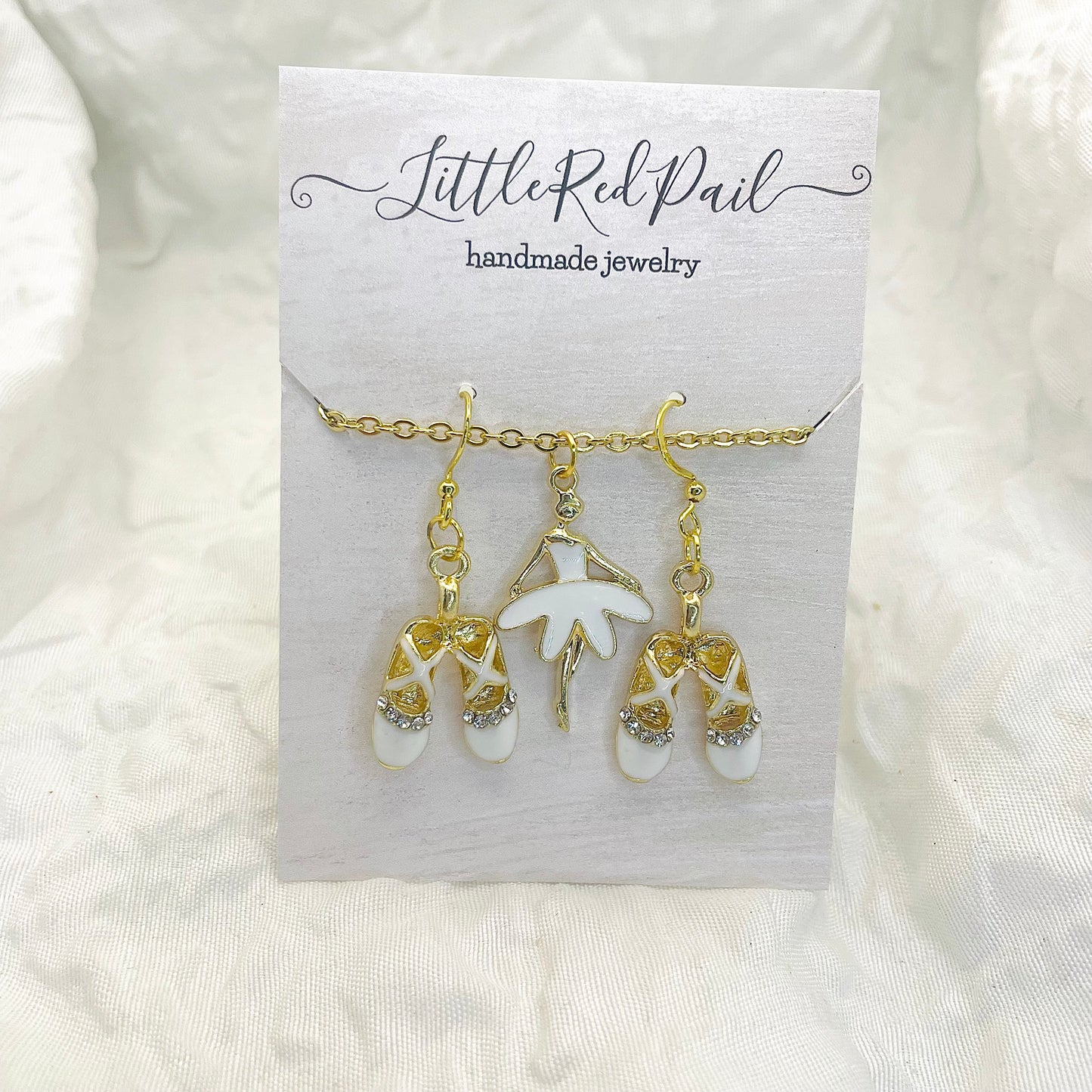Ballerina earrings, ballerina necklace, ballerina earring and necklace set, ballet gift, recital gift