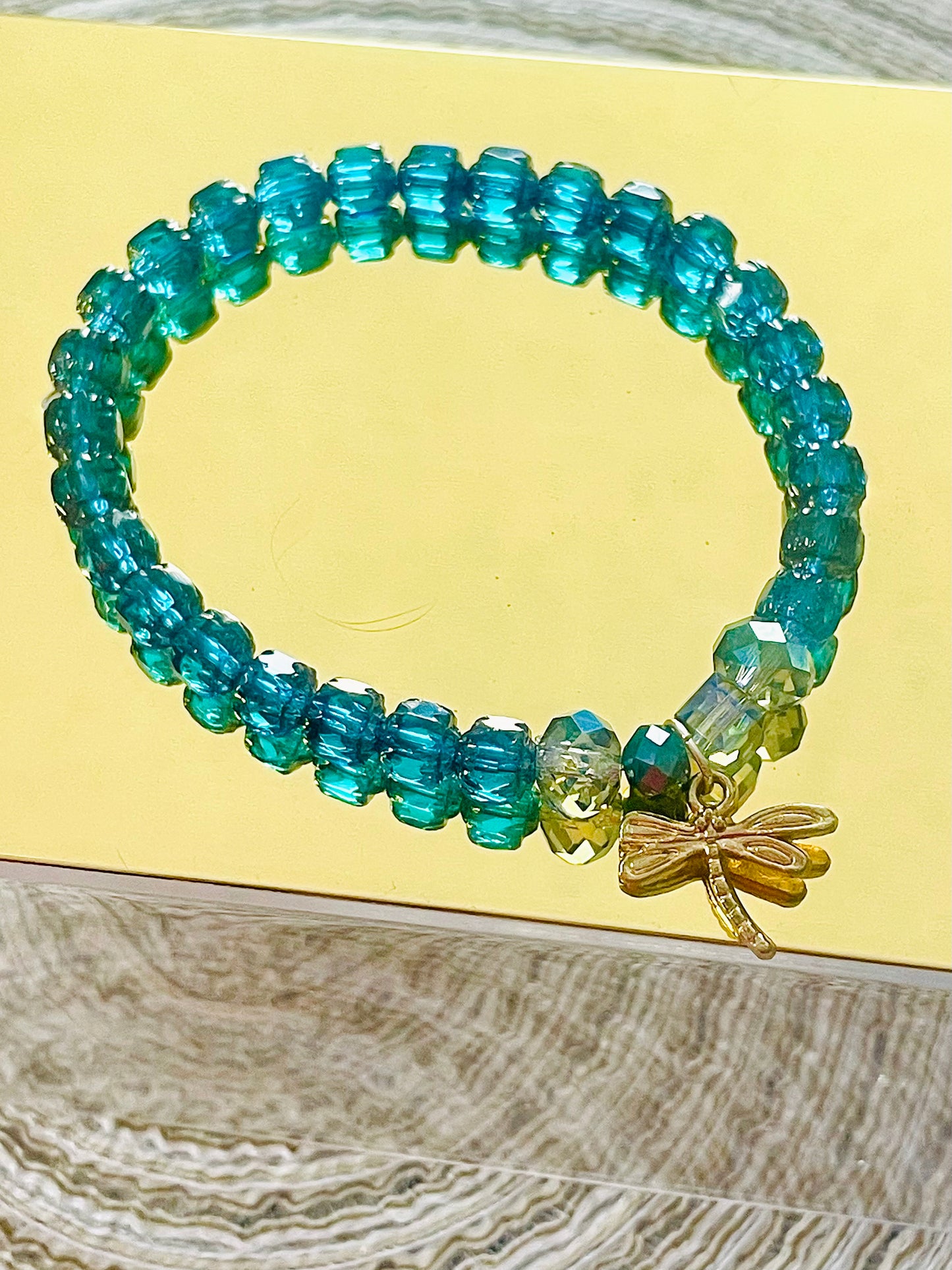 Gemstone beaded dragonfly bracelet