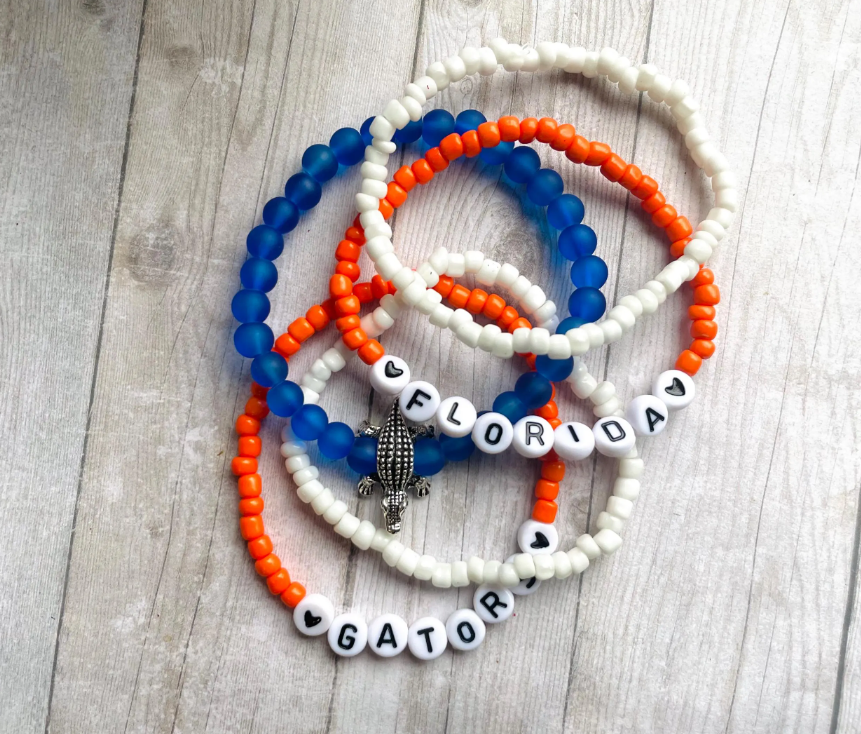 Florida Gators bracelet set, Gator fan gift
