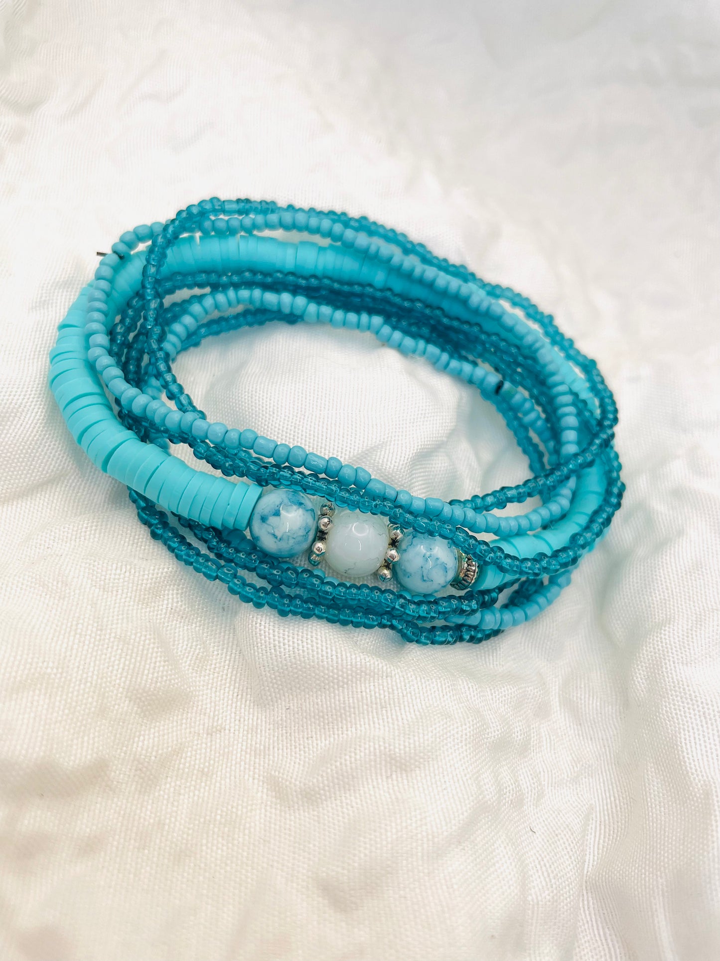 Turquoise bracelet set, summer bracelets, blue shade bracelets