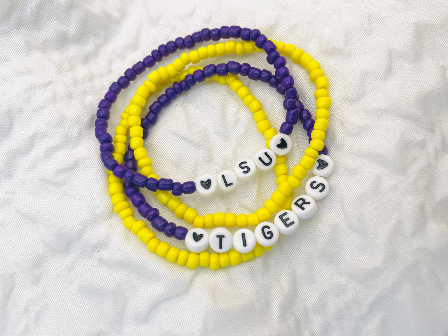 LSU bracelet set, LSU Tigers gift