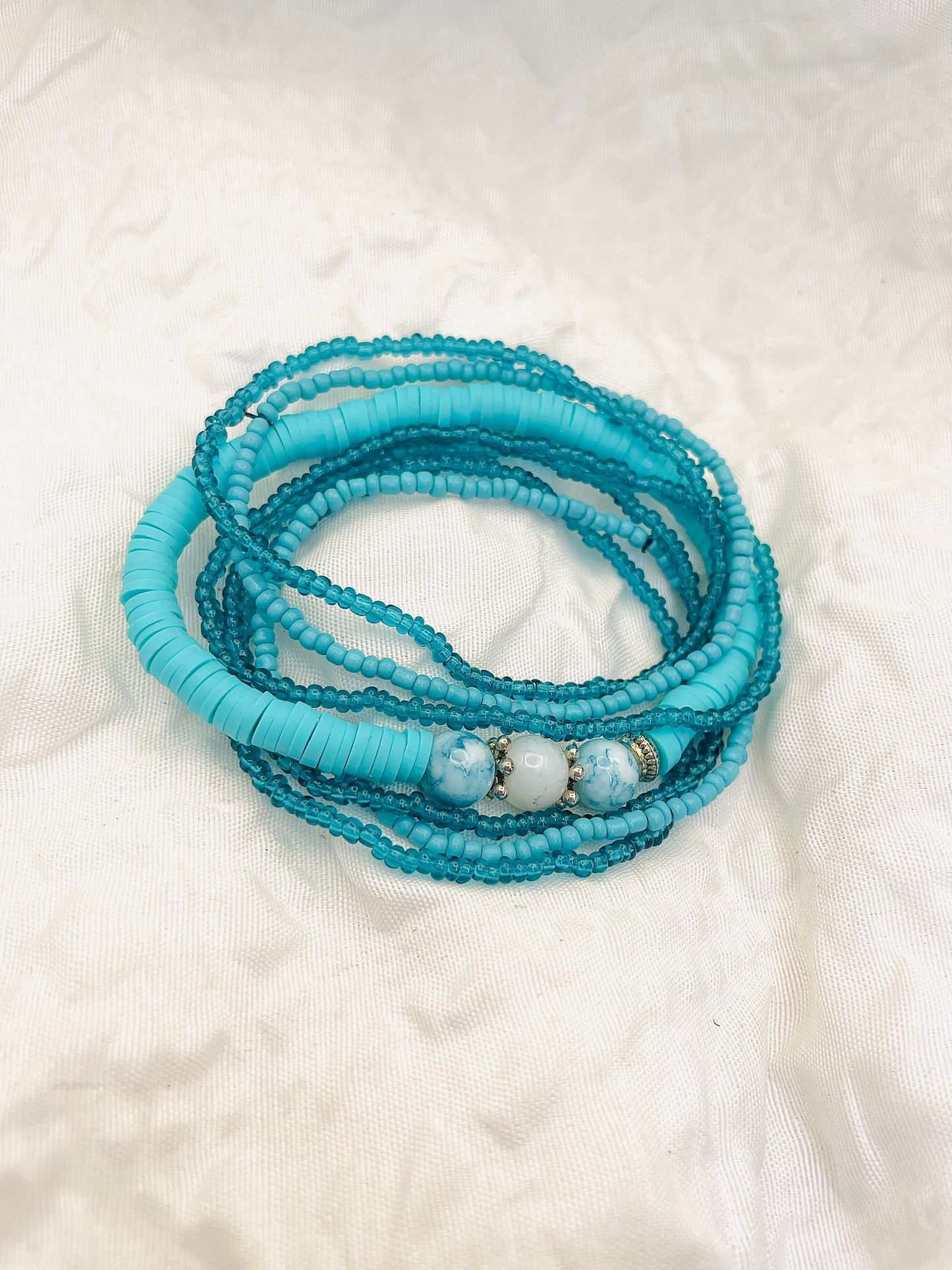 Turquoise bracelet set, summer bracelets, blue shade bracelets