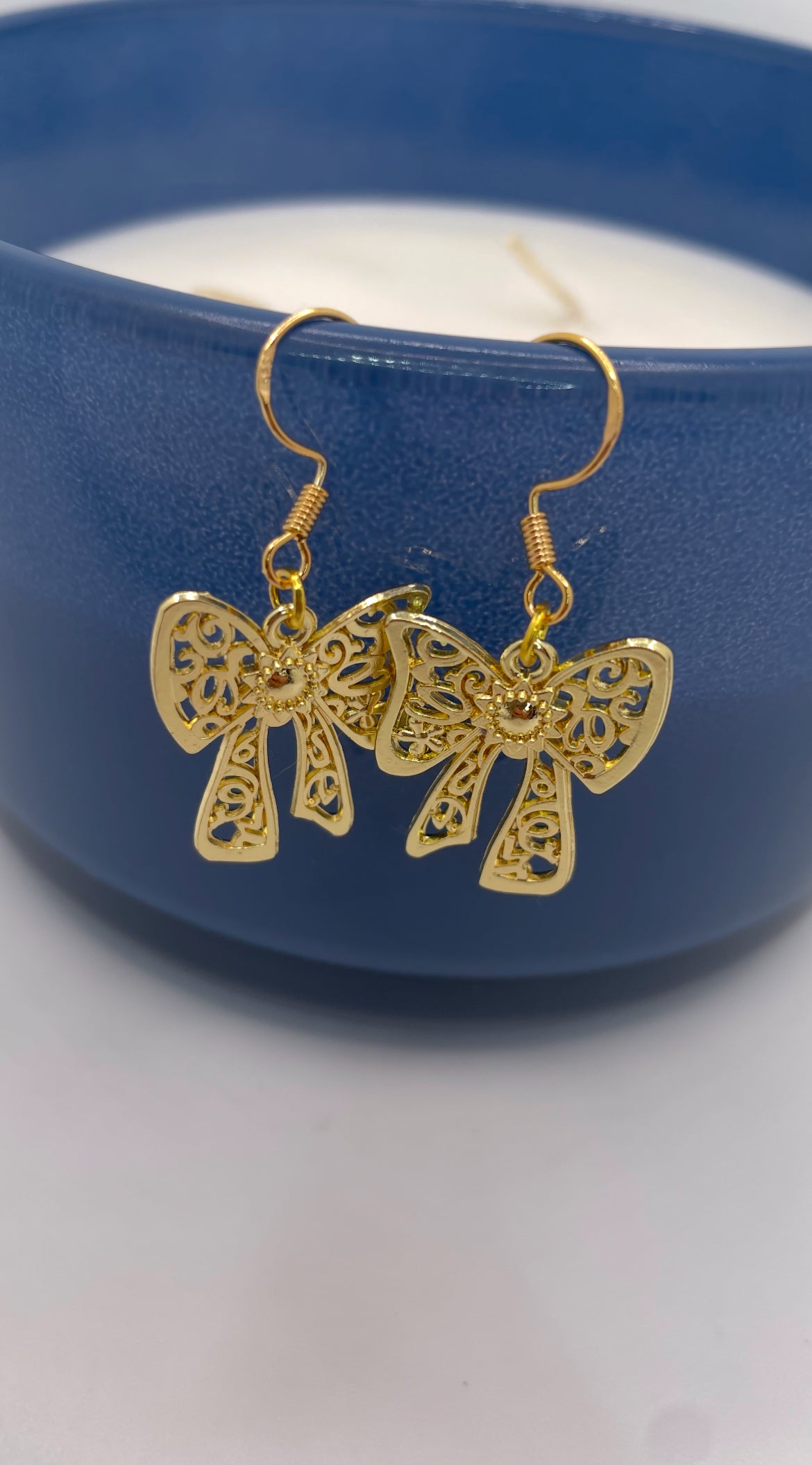 Bow earrings, gold bow jewelry