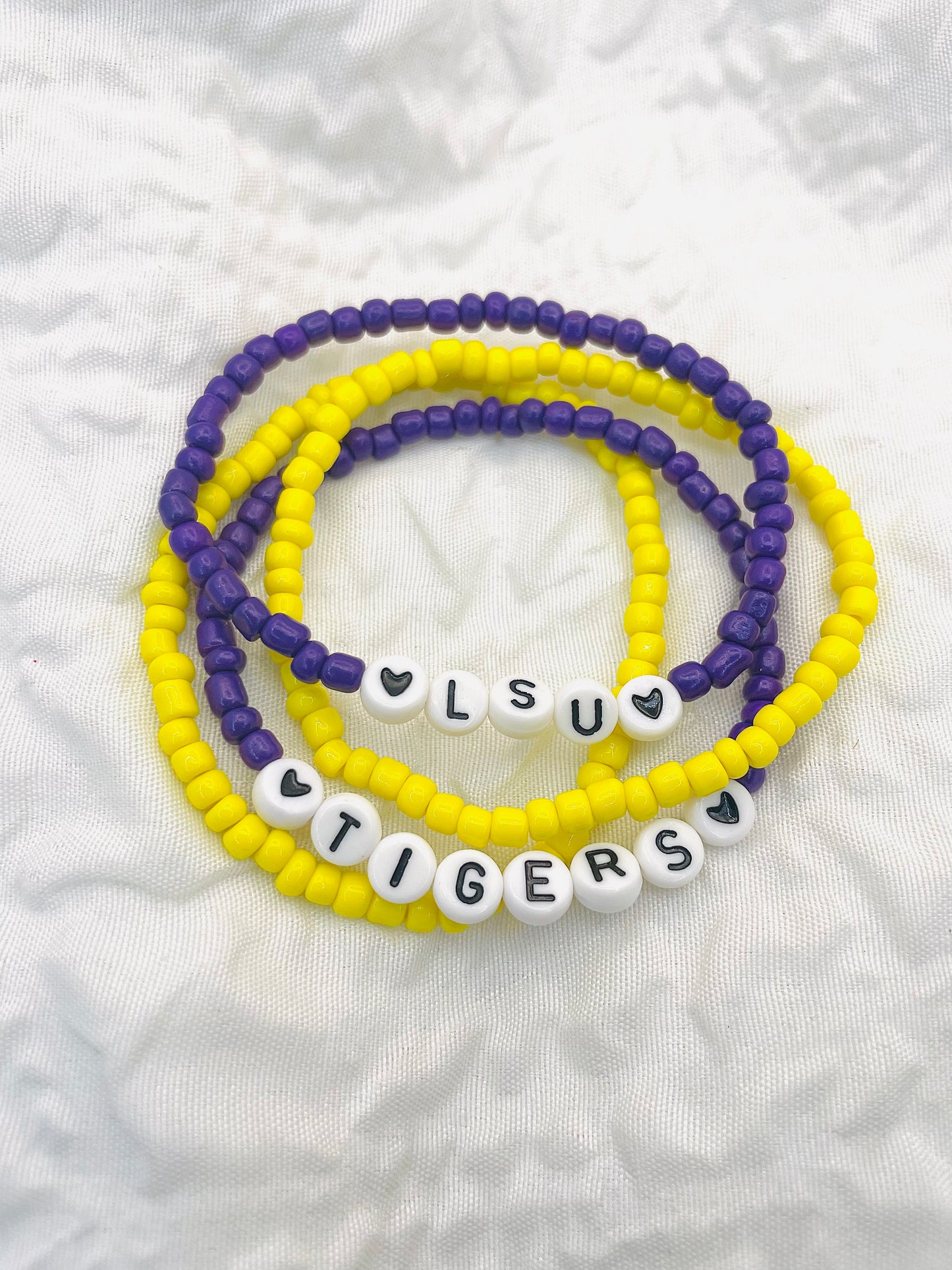 LSU bracelet set, LSU Tigers gift