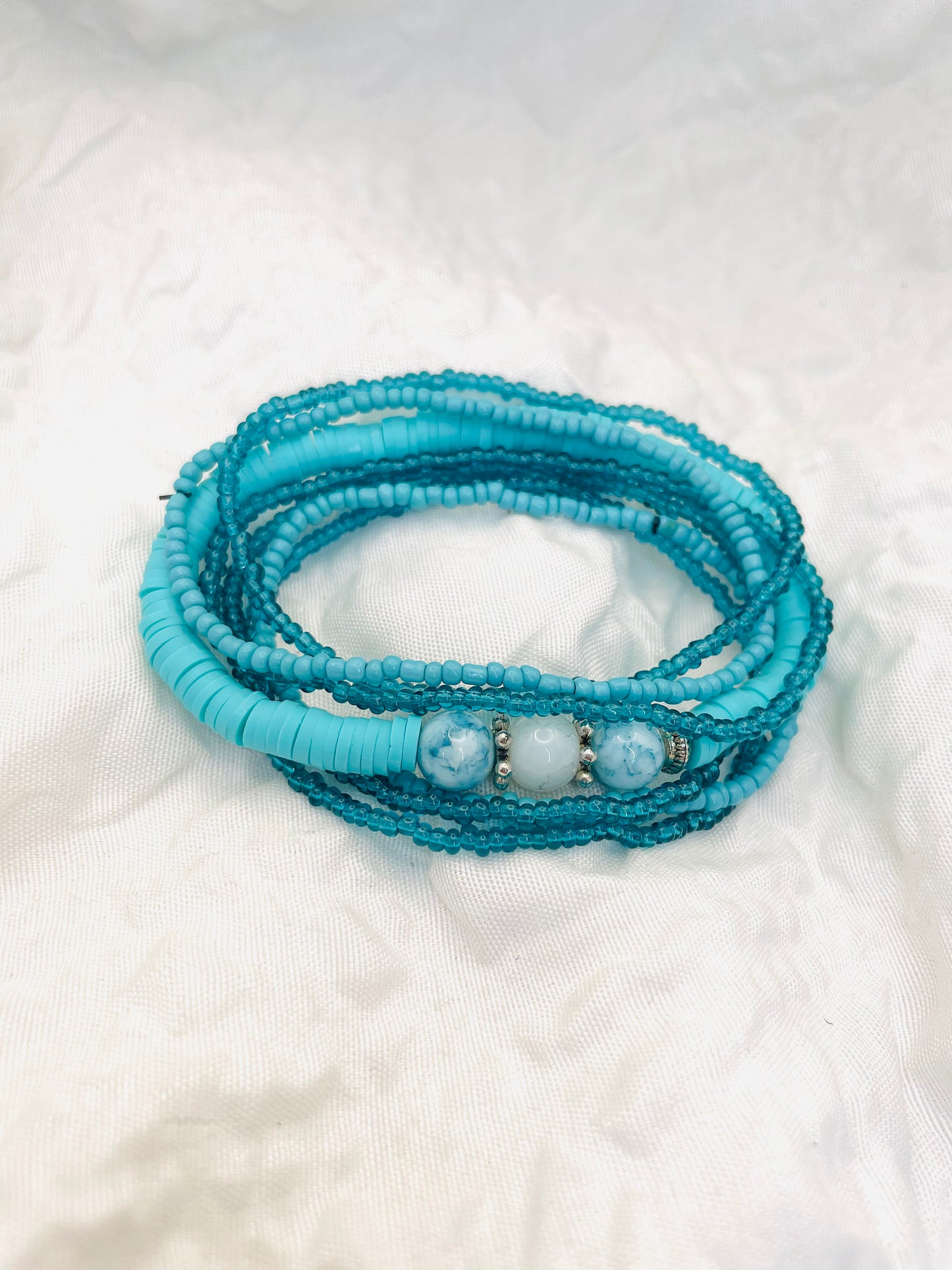 Turquoise bracelet set, summer bracelets, blue shade bracelets