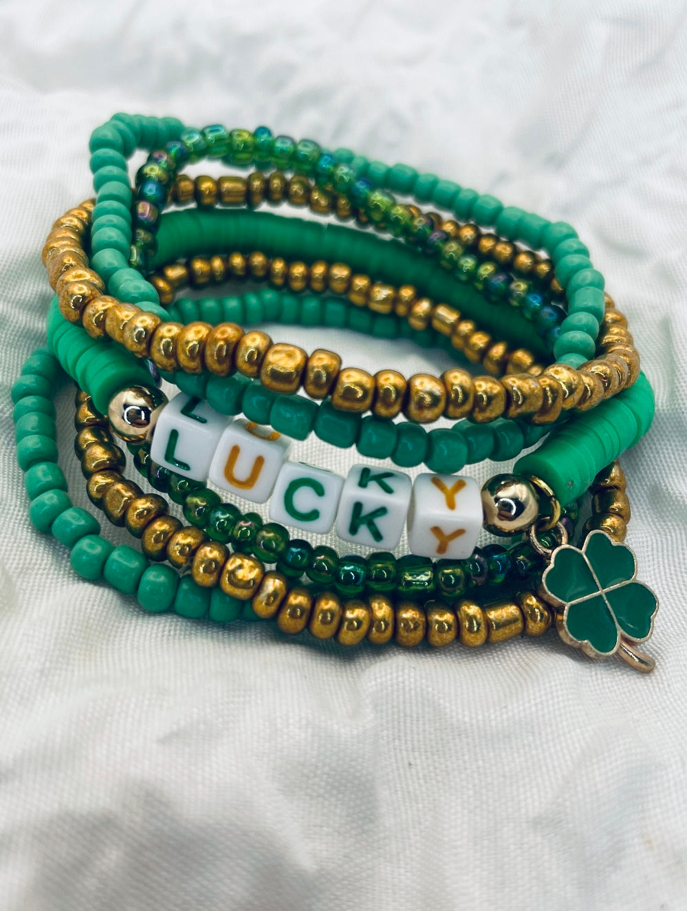 St. Patrick’s Day Bracelets green Stacked bracelet set