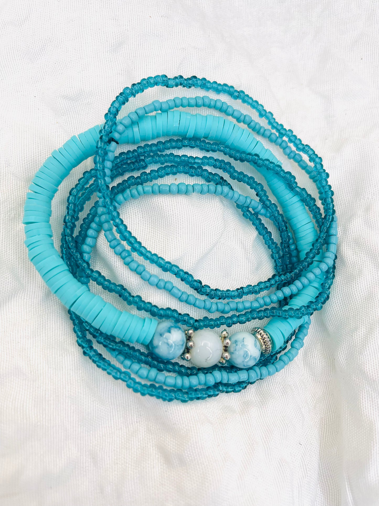 Turquoise bracelet set, summer bracelets, blue shade bracelets