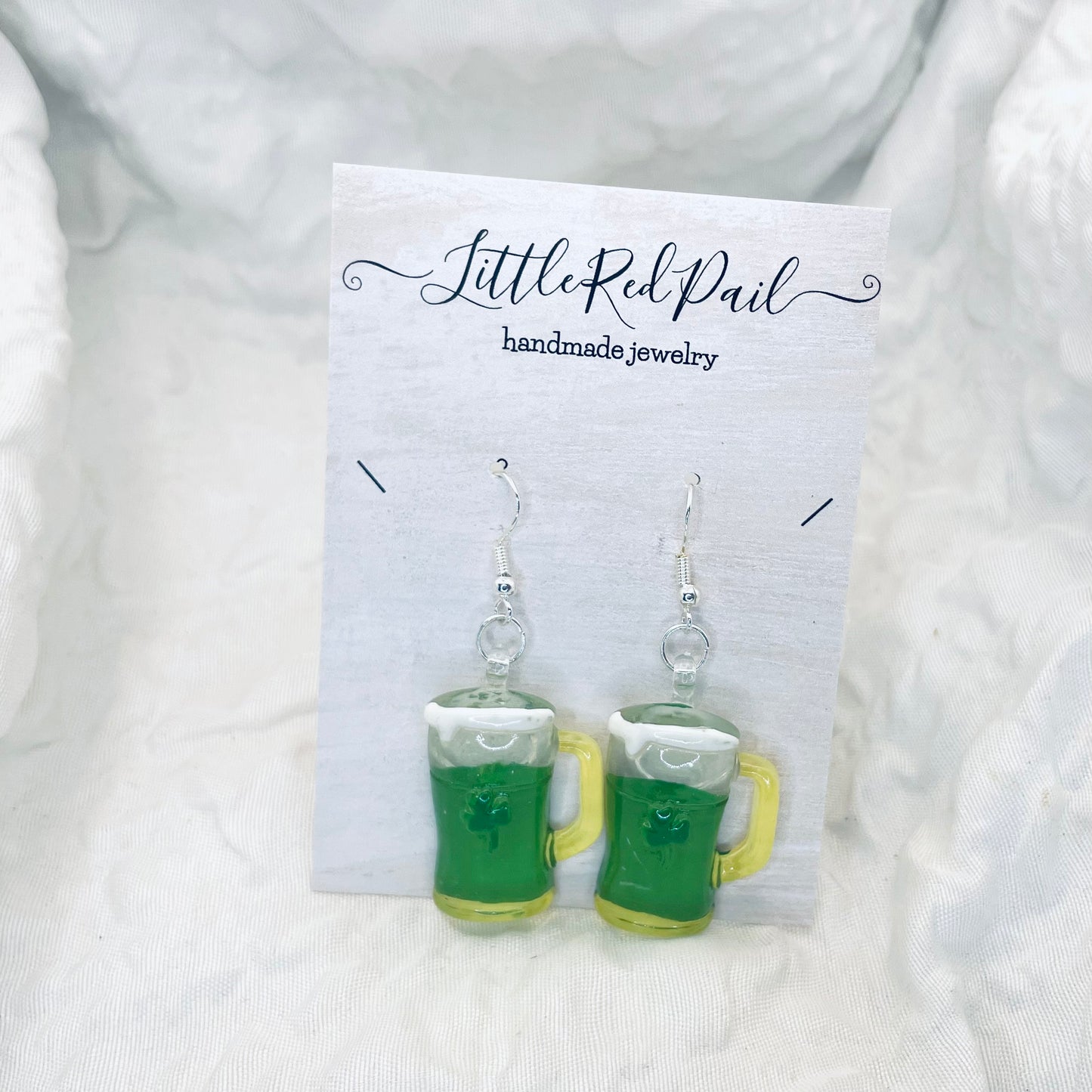 St. Patrick’s Day earrings, Shamrock earrings, St. Patty’s Day earrings, clover earrings, green beer earrings