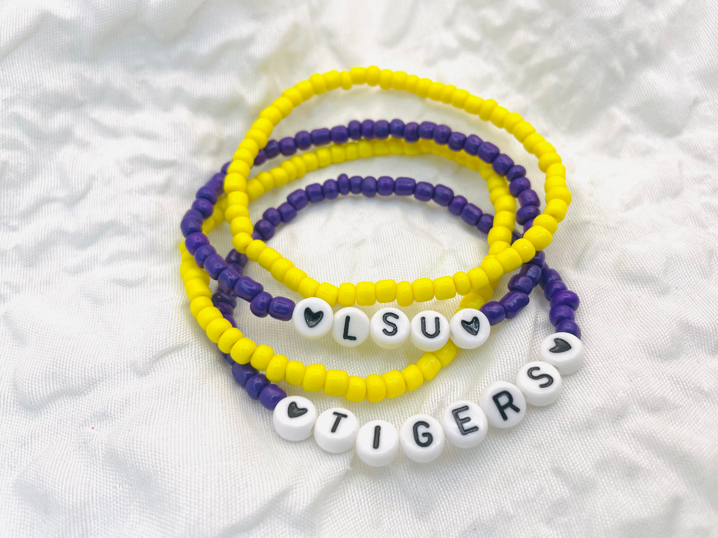LSU bracelet set, LSU Tigers gift