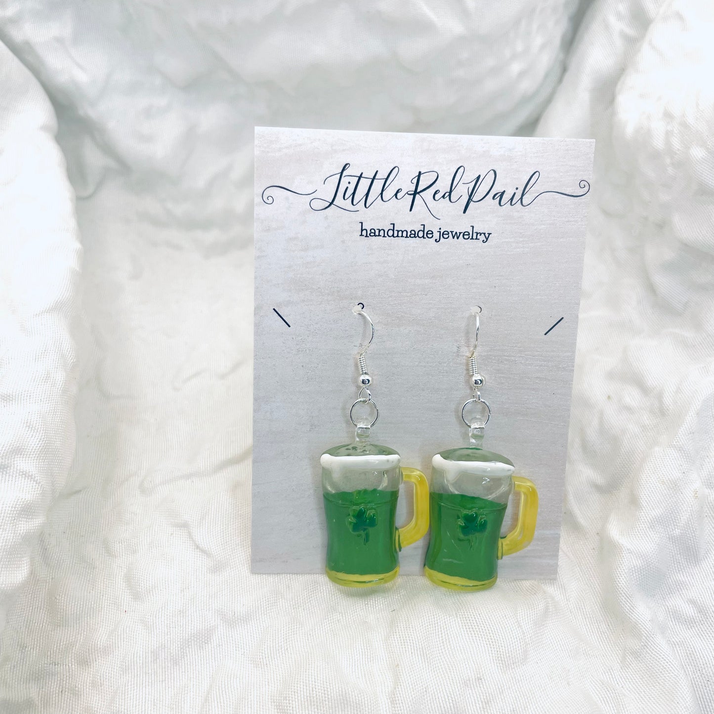 St. Patrick’s Day earrings, Shamrock earrings, St. Patty’s Day earrings, clover earrings, green beer earrings