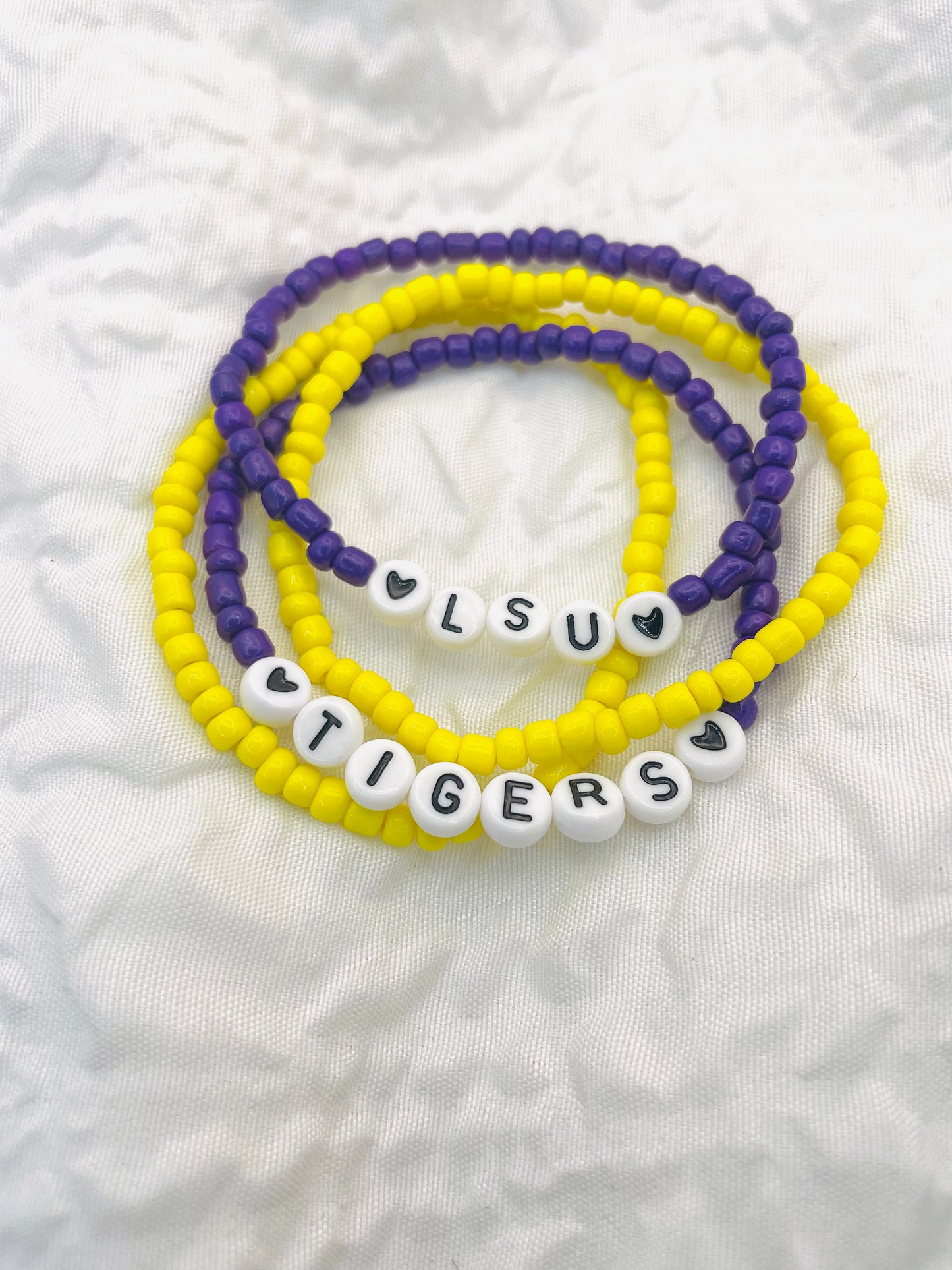 LSU bracelet set, LSU Tigers gift