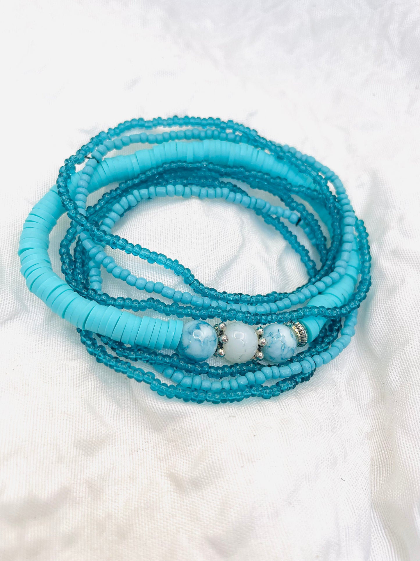Turquoise bracelet set, summer bracelets, blue shade bracelets