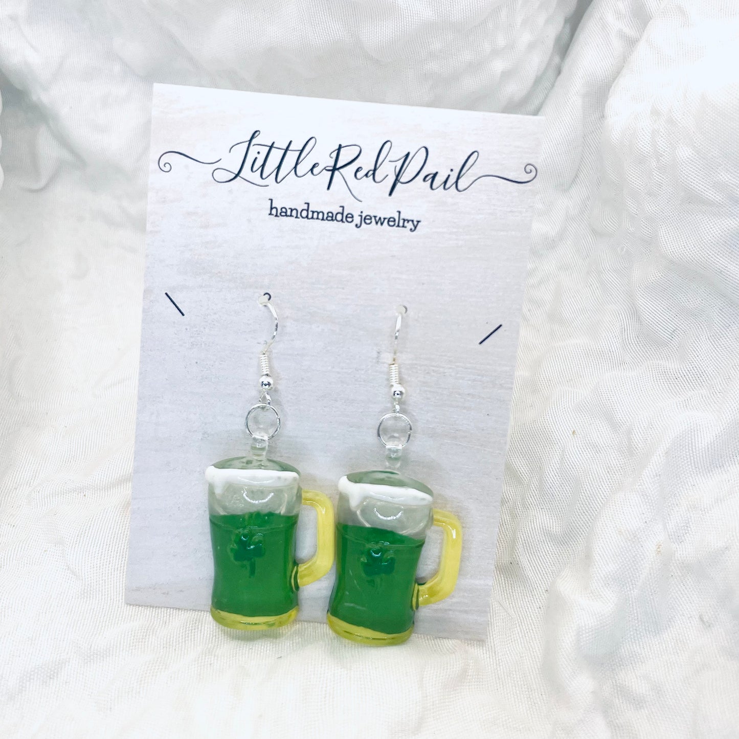 St. Patrick’s Day earrings, Shamrock earrings, St. Patty’s Day earrings, clover earrings, green beer earrings