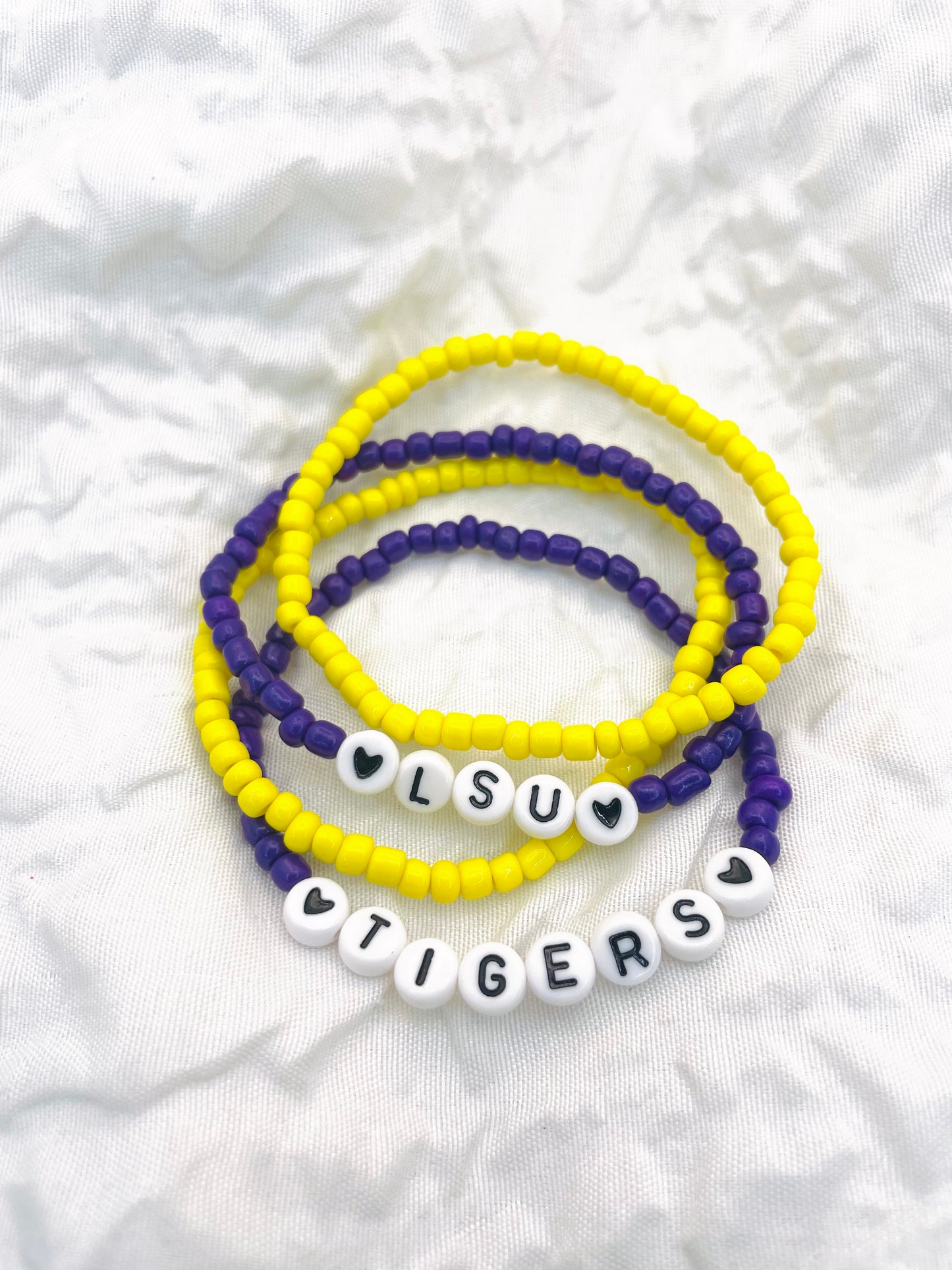 LSU bracelet set, LSU Tigers gift
