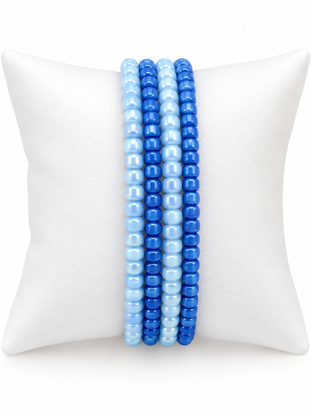periwinkle blue gray-blue shade beaded bracelet stack