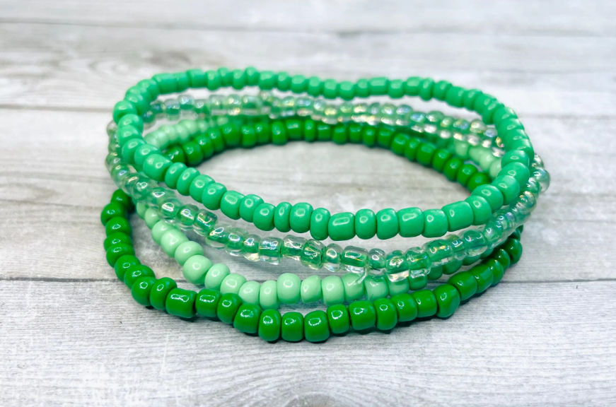 Green Color stack bracelets shades of green