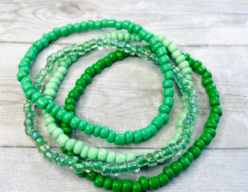 Green Color stack bracelets shades of green