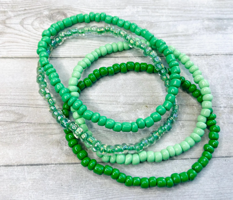 Green Color stack bracelets shades of green