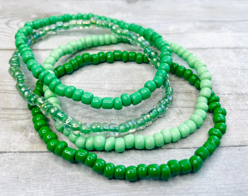 Green Color stack bracelets shades of green