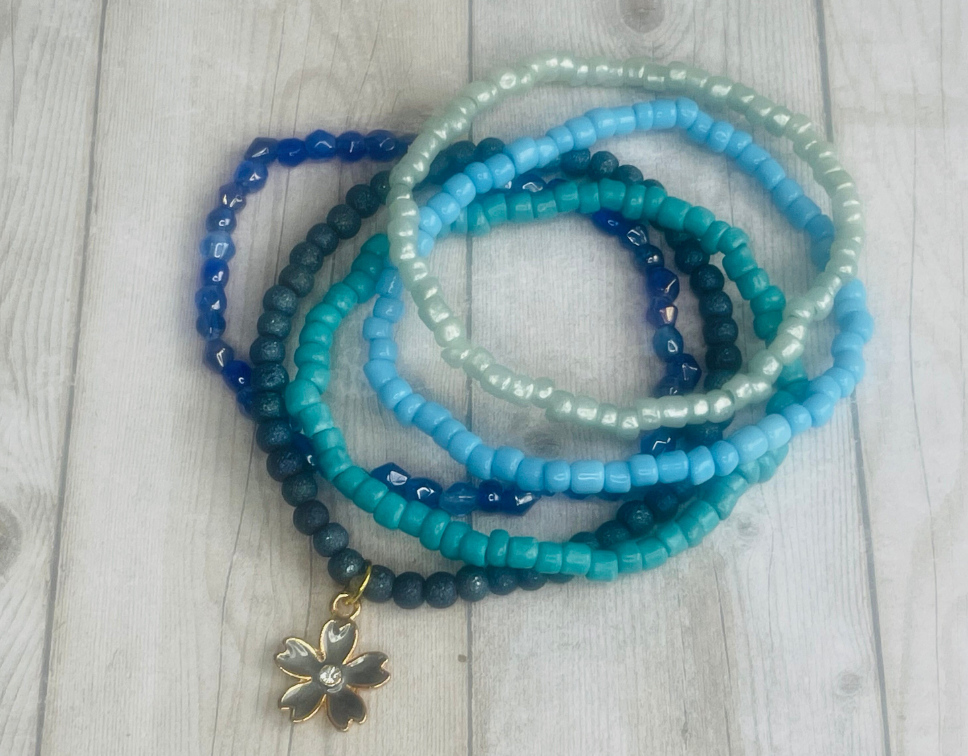 Ocean color bracelet set, beach bracelets, summer bracelets, blue bracelet stack