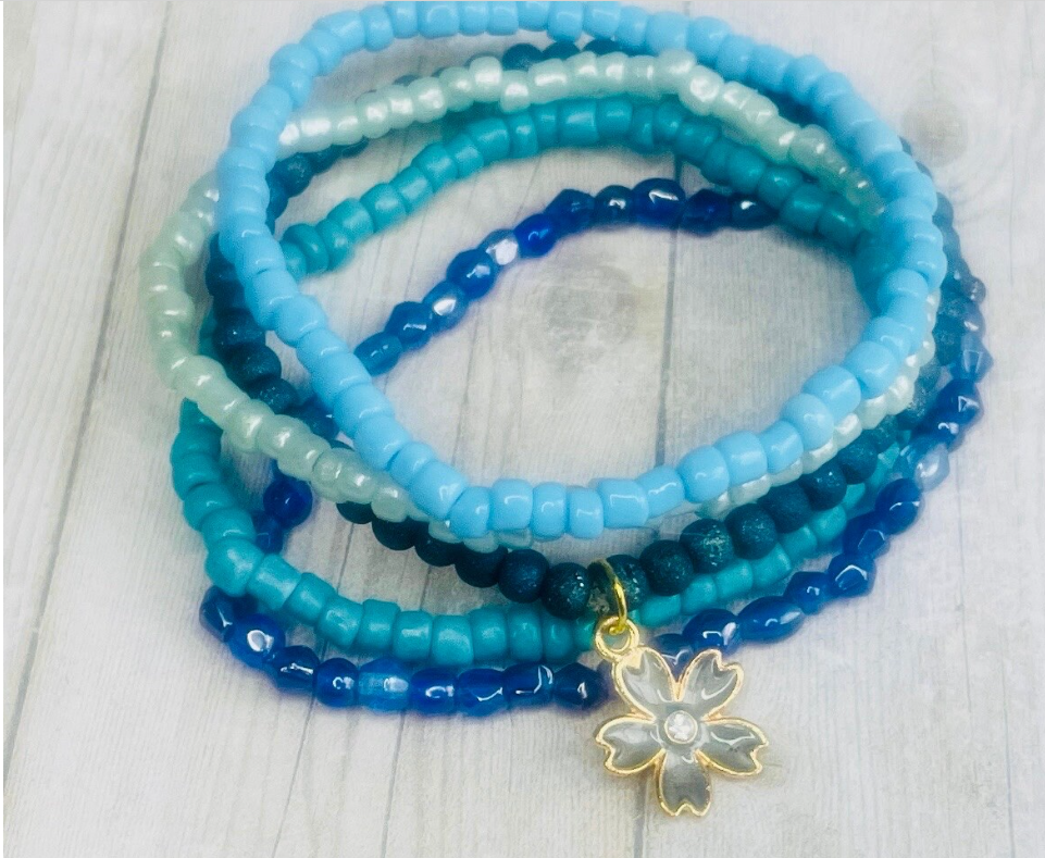 Ocean color bracelet set, beach bracelets, summer bracelets, blue bracelet stack