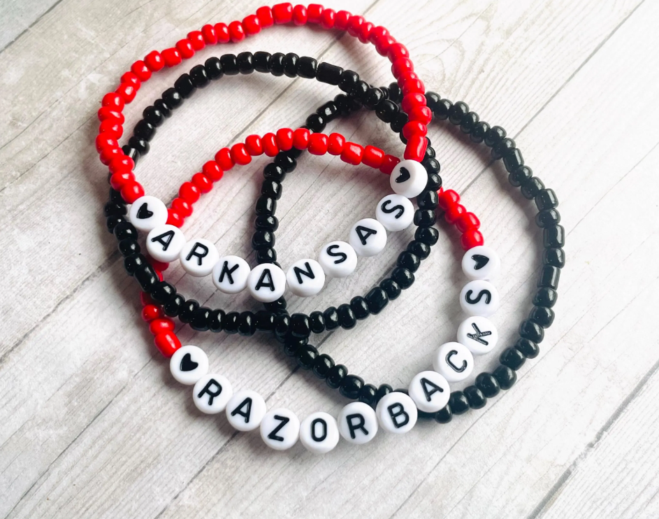 Arkansas Razorbacks bracelet set, Razorback Fans set