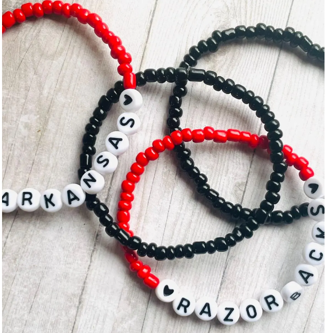 Arkansas Razorbacks bracelet set, Razorback Fans set