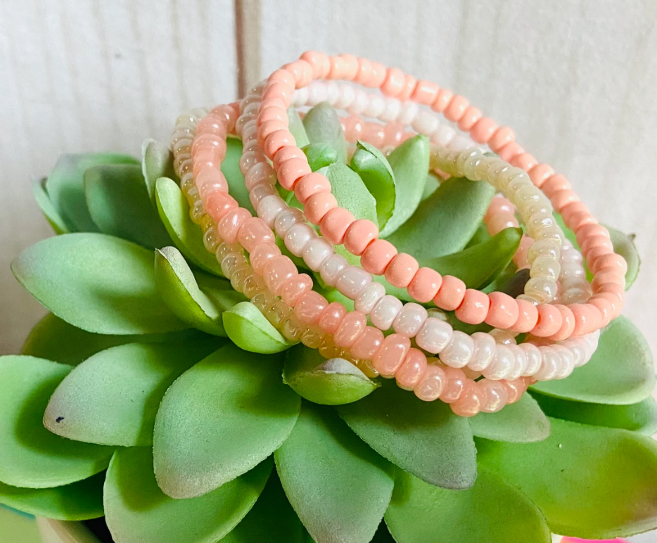 Blush pink bracelets, cream and blush bracelets