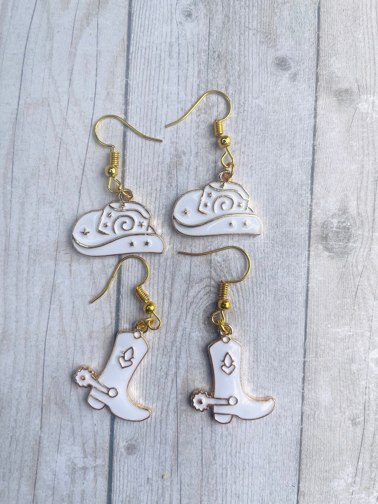 Cowgirl earrings, hat and boot earrings, Everyday earrings, Western earrings