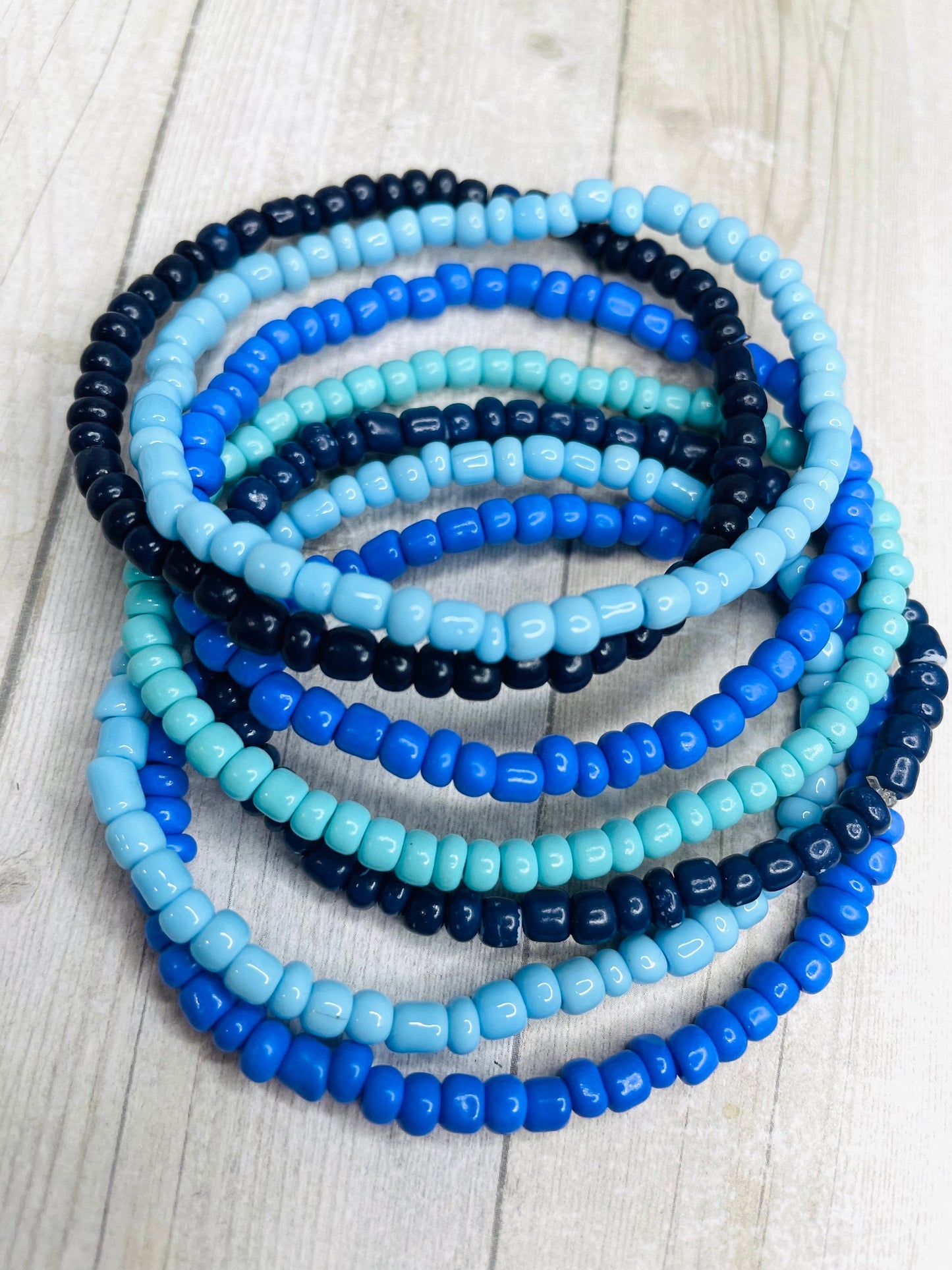Seed bead stacked color bracelet sets summer beach ocean bracelet set blue pink orange red yellow purple bracelet sets